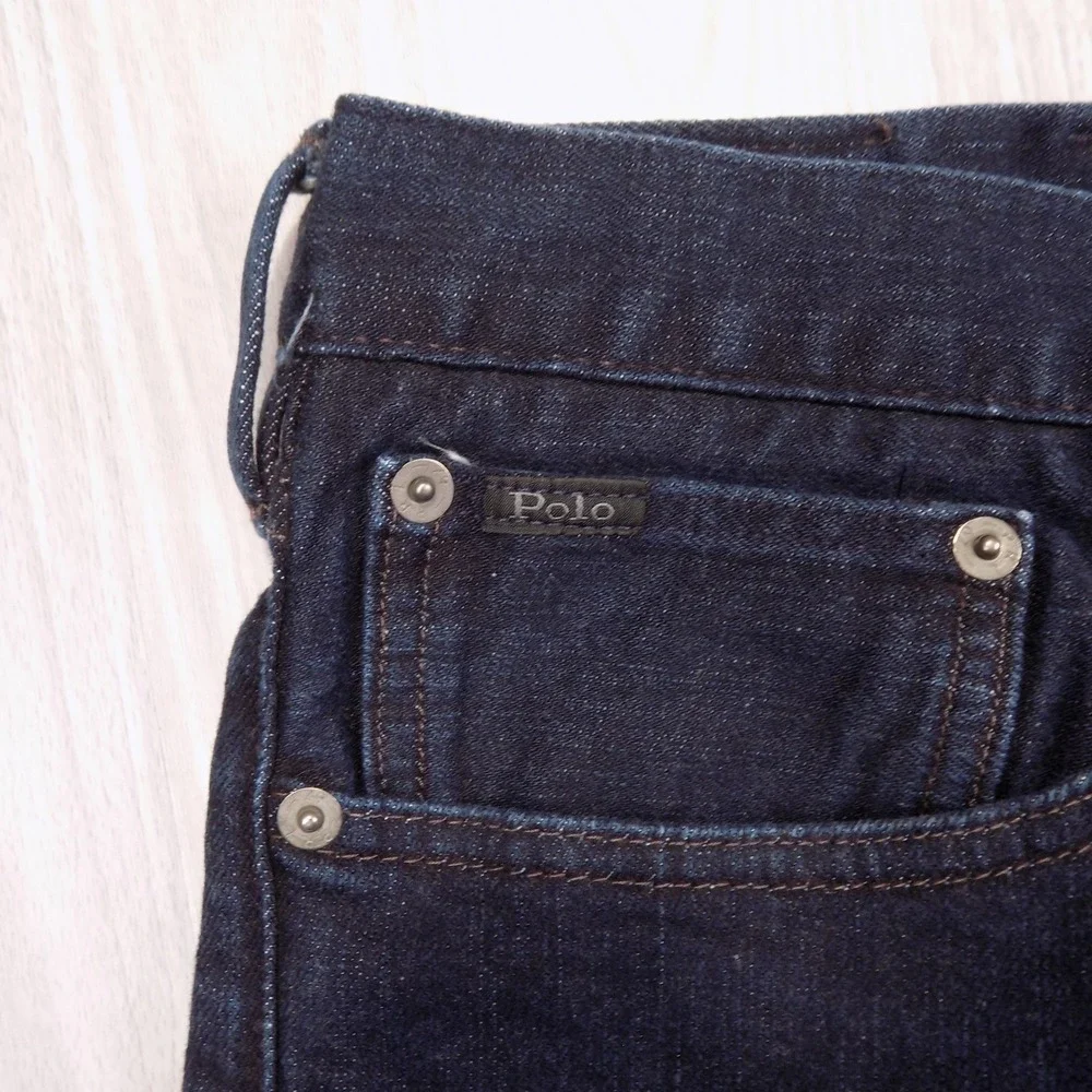 Polo Ralph Lauren Mens Dark Wash Straight Leg Denim Jeans Blue 38x30